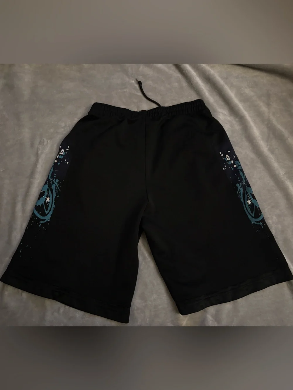Jordan Men’s M Athletic Shorts Black/Blue/White Graphic Drawstring Elastic